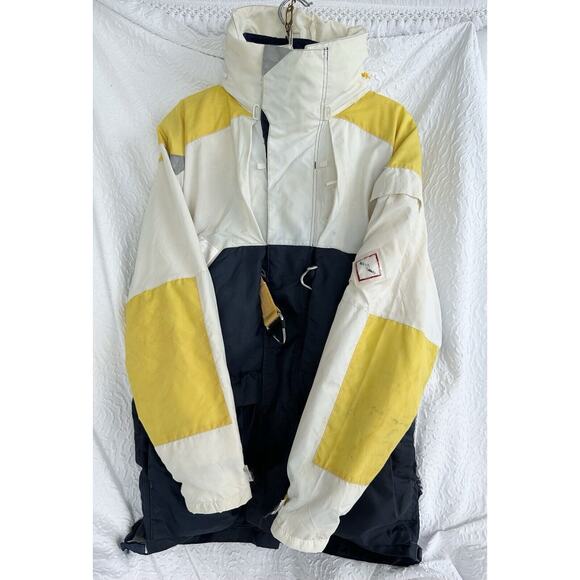 Vintage Mens Medium Sailing Boating Coat 80s Blue White HEAVY Lined England - Picture 4 of 15